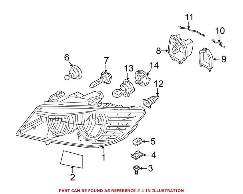 BMW Headlight Assembly - Passenger Side (Halogen) 63117202578